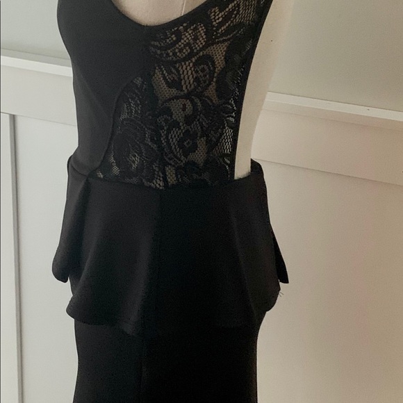 JUST FAB SMALL BLACK PEPLUM DRESS NEW w/tags. Back cutout and mesh details - Picture 9 of 16